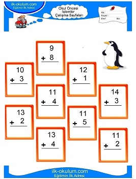 Çocuklar İçin toplam işlemi yaprak testleri 